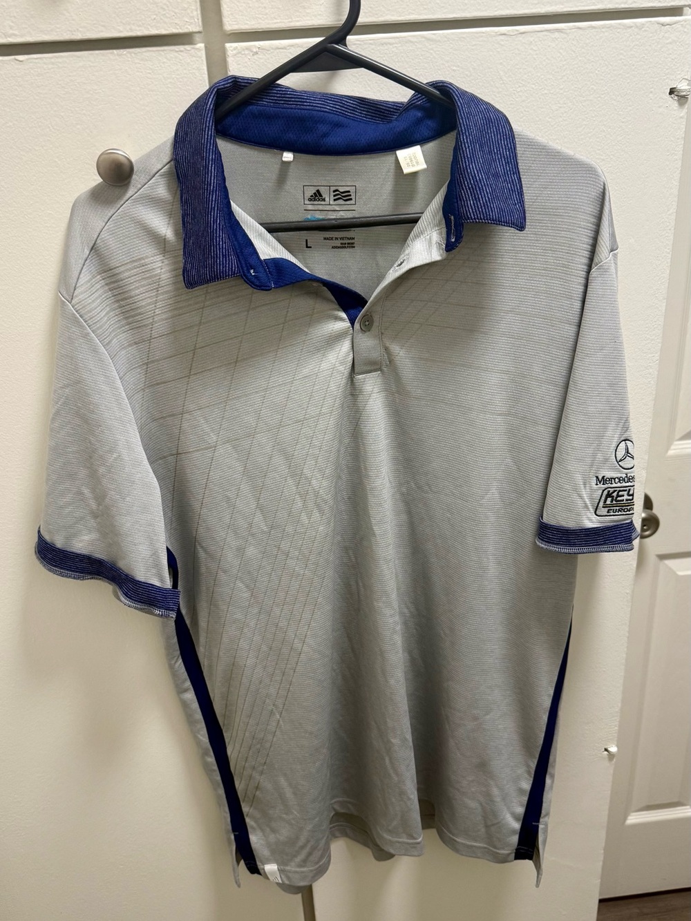 adidas Men’s Light Gray Polo with Navy Trim